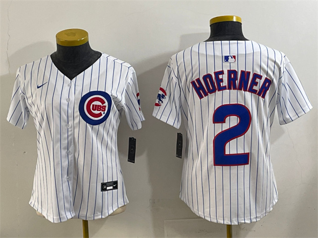 Women's Chicago Cubs #2 Nico Hoerner White Home Limited Stitched Jersey